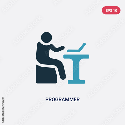 two color programmer vector icon from people skills concept. isolated blue programmer vector sign symbol can be use for web, mobile and logo. eps 10
