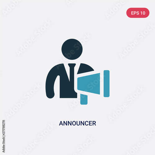 two color announcer vector icon from people skills concept. isolated blue announcer vector sign symbol can be use for web, mobile and logo. eps 10