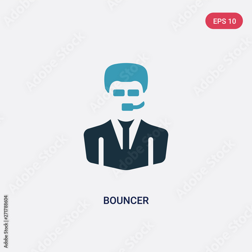 two color bouncer vector icon from professions & jobs concept. isolated blue bouncer vector sign symbol can be use for web, mobile and logo. eps 10