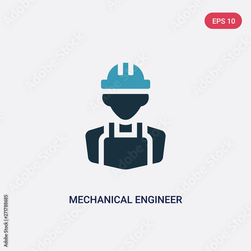 two color mechanical engineer vector icon from professions concept. isolated blue mechanical engineer vector sign symbol can be use for web, mobile and logo. eps 10