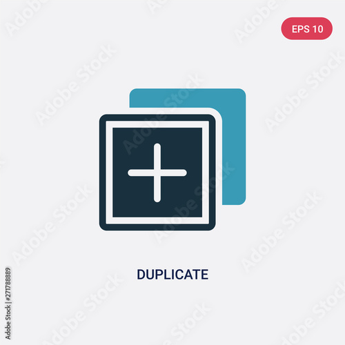 two color duplicate vector icon from programming concept. isolated blue duplicate vector sign symbol can be use for web, mobile and logo. eps 10