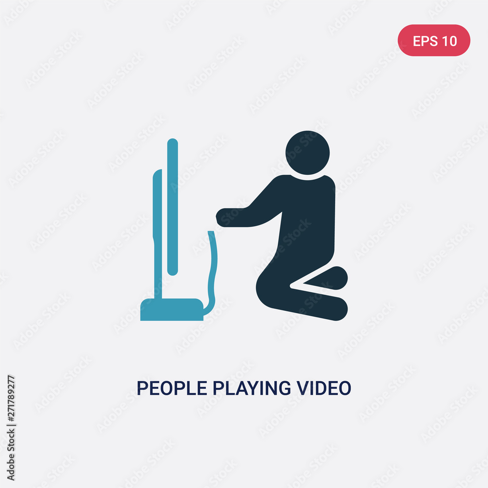 two color people playing video game vector icon from recreational games concept. isolated blue people playing video game vector sign symbol can be use for web, mobile and logo. eps 10