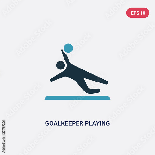 two color goalkeeper playing vector icon from recreational games concept. isolated blue goalkeeper playing vector sign symbol can be use for web, mobile and logo. eps 10