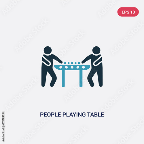 two color people playing table football vector icon from recreational games concept. isolated blue people playing table football vector sign symbol can be use for web, mobile and logo. eps 10