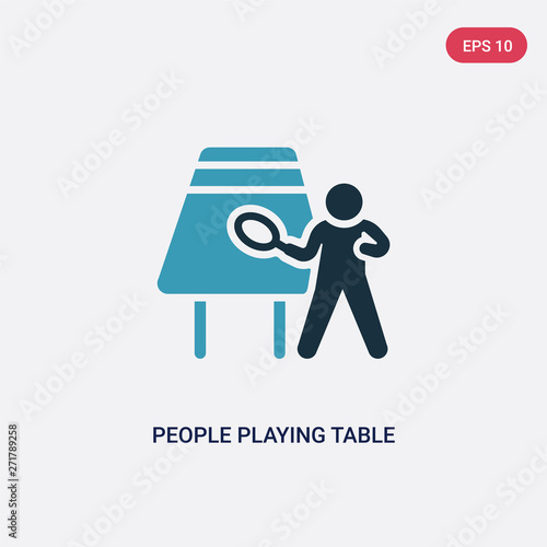 two color people playing table tennis vector icon from recreational games concept. isolated blue people playing table tennis vector sign symbol can be use for web, mobile and logo. eps 10