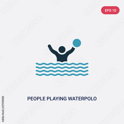 two color people playing waterpolo vector icon from recreational games concept. isolated blue people playing waterpolo vector sign symbol can be use for web, mobile and logo. eps 10