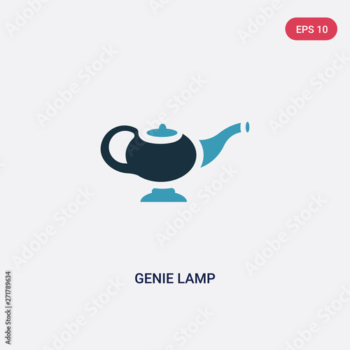 two color genie lamp vector icon from religion concept. isolated blue genie lamp vector sign symbol can be use for web, mobile and logo. eps 10