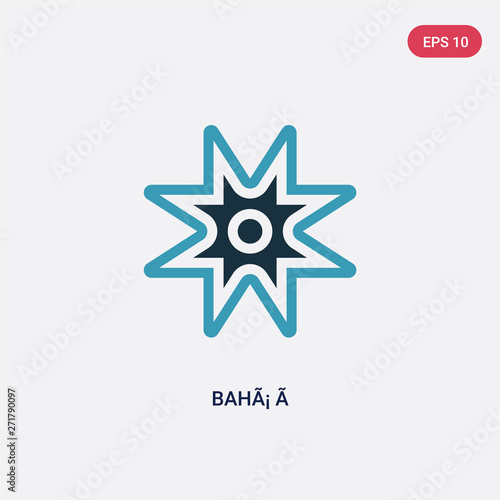 two color bahã¡ ã­ vector icon from religion concept. isolated blue bahã¡ ã­ vector sign symbol can be use for web, mobile and logo. eps 10