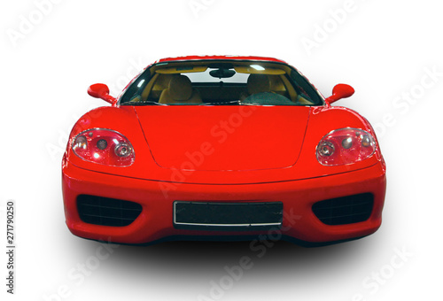Luxury Italian supercar. White background. Front View.