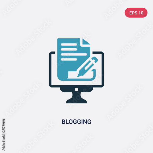 two color blogging vector icon from search engine optimization concept. isolated blue blogging vector sign symbol can be use for web, mobile and logo. eps 10