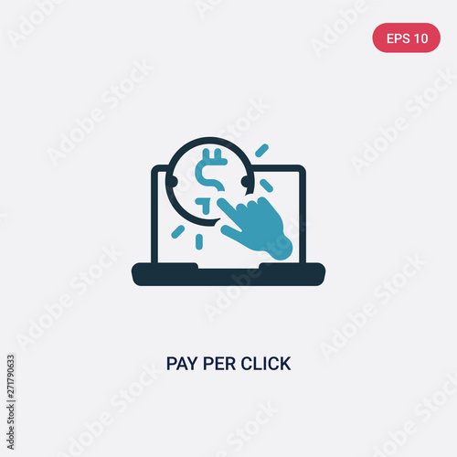 two color pay per click vector icon from search engine optimization concept. isolated blue pay per click vector sign symbol can be use for web, mobile and logo. eps 10