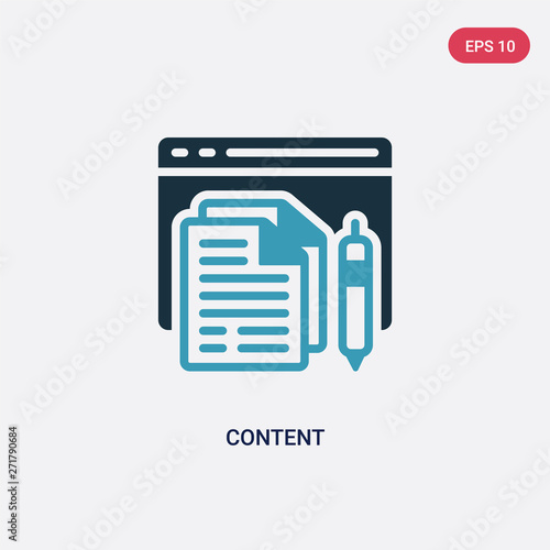 two color content vector icon from seo & web concept. isolated blue content vector sign symbol can be use for web, mobile and logo. eps 10