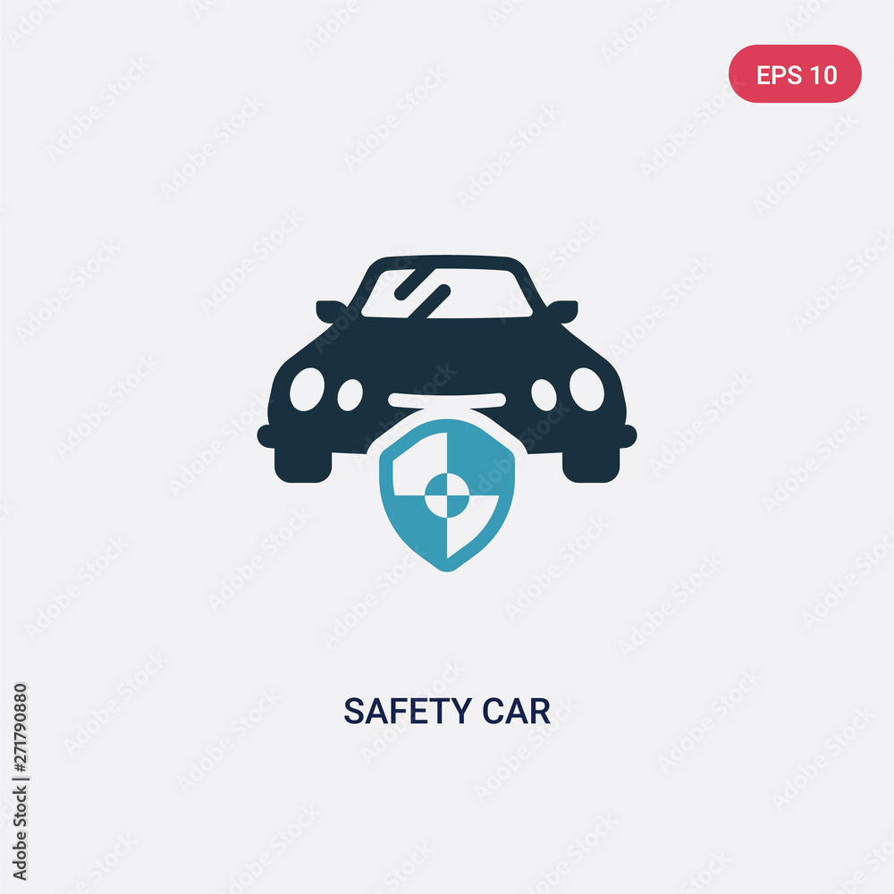 two color safety car vector icon from security concept. isolated blue safety car vector sign symbol can be use for web, mobile and logo. eps 10