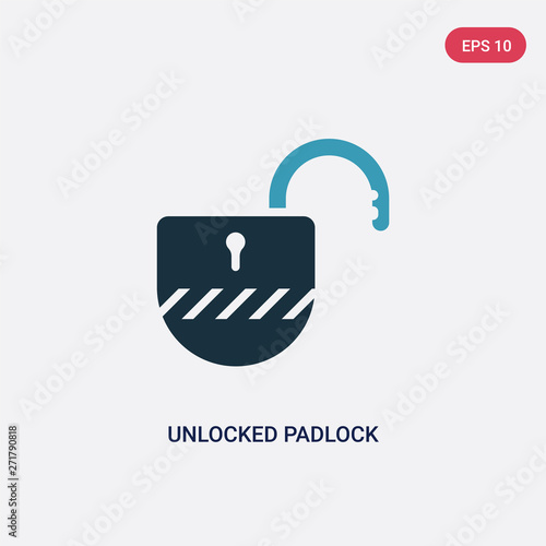two color unlocked padlock vector icon from security concept. isolated blue unlocked padlock vector sign symbol can be use for web, mobile and logo. eps 10