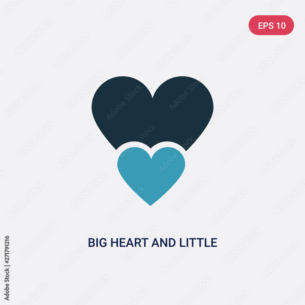 two color big heart and little heart vector icon from shapes concept. isolated blue big heart and little vector sign symbol can be use for web, mobile and logo. eps 10