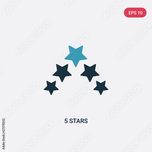 Fototapeta Naklejka Na Ścianę i Meble -  two color 5 stars vector icon from shapes concept. isolated blue 5 stars vector sign symbol can be use for web, mobile and logo. eps 10