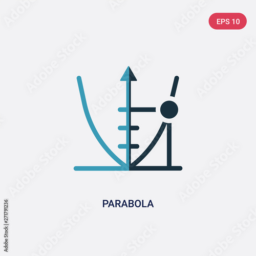 two color parabola vector icon from shapes concept. isolated blue parabola vector sign symbol can be use for web, mobile and logo. eps 10