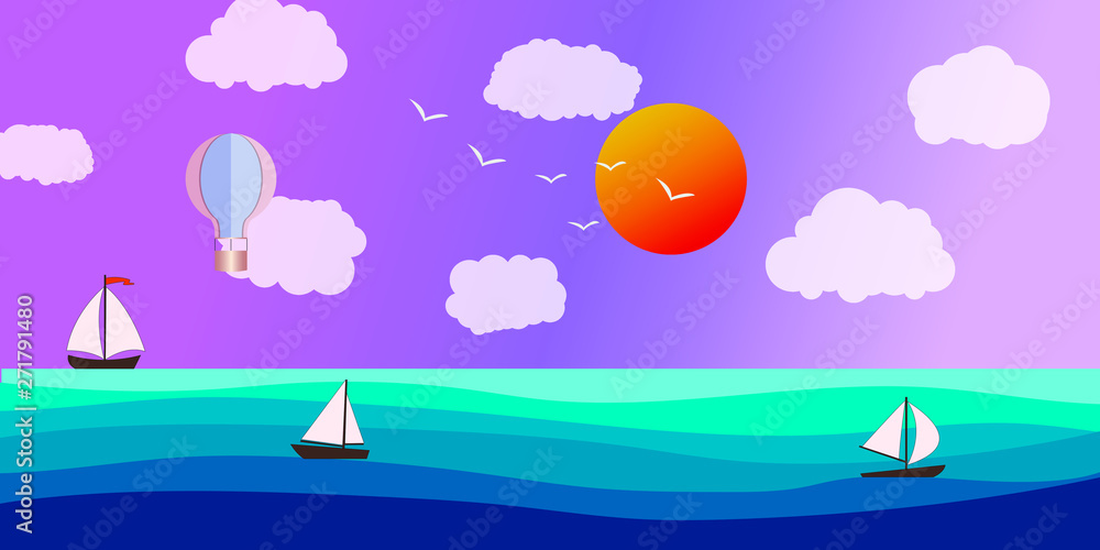 Seascape and Sailing ship. Yacht race, ocean regatta. Travel, holidays, vacation concept. Summer active sport. Seascape and Sailing ship. Yacht race, ocean regatta. Travel, holidays, vacation concept. Summer active sport.