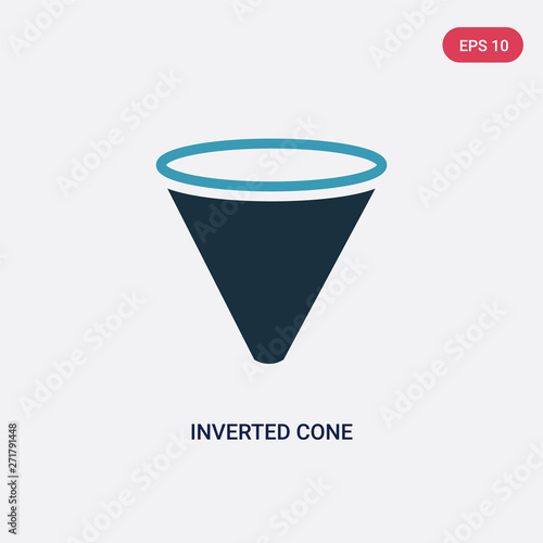 two color inverted cone vector icon from shapes concept. isolated blue inverted cone vector sign symbol can be use for web, mobile and logo. eps 10