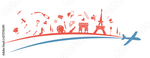 france flag symbol element with aeroplane. illustration