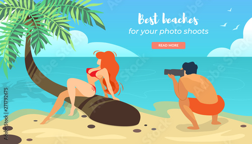 Man Make Photo of Girl in Bikini Posing on Seaside