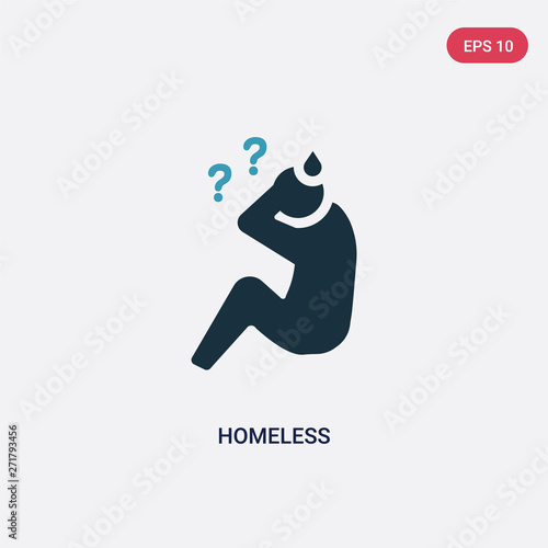 two color homeless vector icon from social concept. isolated blue homeless vector sign symbol can be use for web, mobile and logo. eps 10