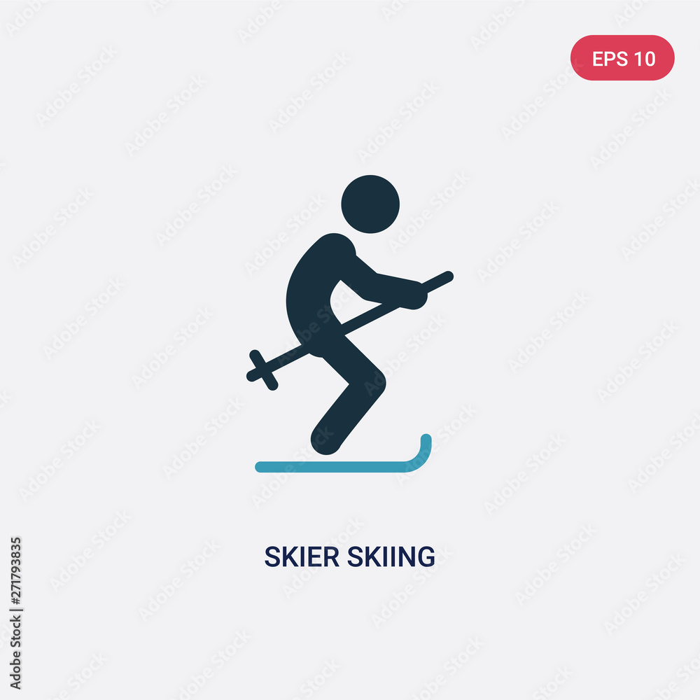 two color skier skiing vector icon from sports concept. isolated blue skier skiing vector sign symbol can be use for web, mobile and logo. eps 10