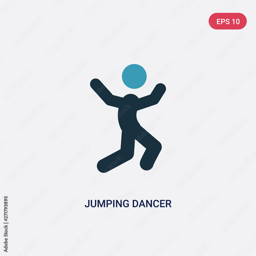 Naklejka premium two color jumping dancer vector icon from sports concept. isolated blue jumping dancer vector sign symbol can be use for web, mobile and logo. eps 10