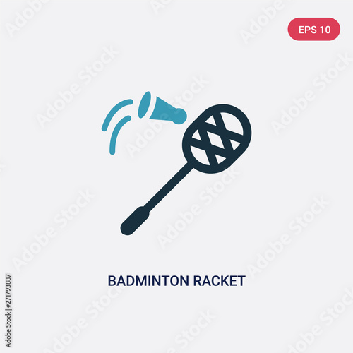two color badminton racket and feather vector icon from sports concept. isolated blue badminton racket and feather vector sign symbol can be use for web, mobile and logo. eps 10