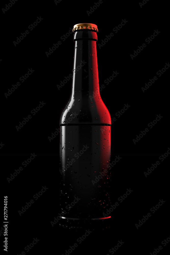 3D bottle in the darkness with neon reflections. 3D bottle in the darkness with neon reflections.
