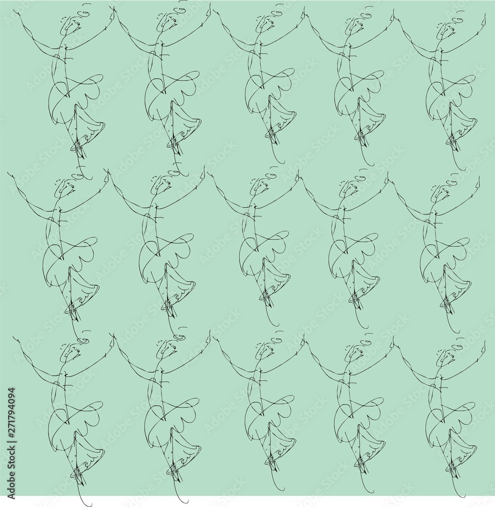 the pattern of the contour of the dancers on a blue background the pattern of the contour of the dancers on a blue background