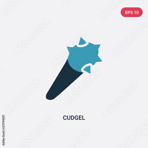 two color cudgel vector icon from stone age concept. isolated blue cudgel vector sign symbol can be use for web, mobile and logo. eps 10