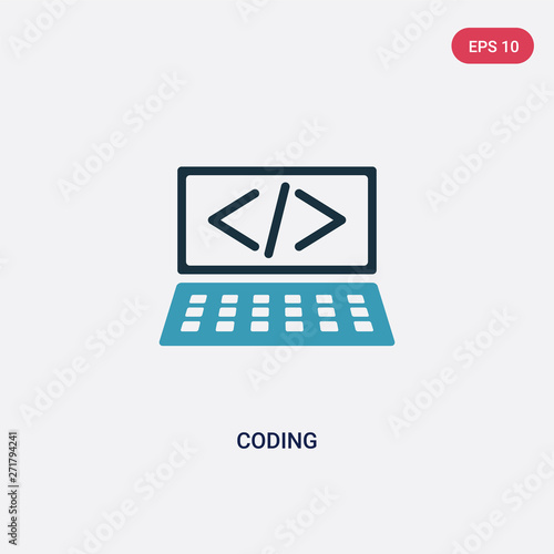 two color coding vector icon from strategy concept. isolated blue coding vector sign symbol can be use for web, mobile and logo. eps 10