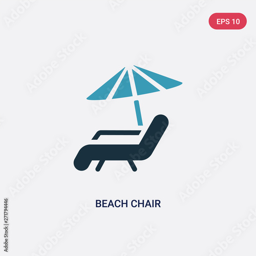 two color beach chair vector icon from summer concept. isolated blue beach chair vector sign symbol can be use for web, mobile and logo. eps 10