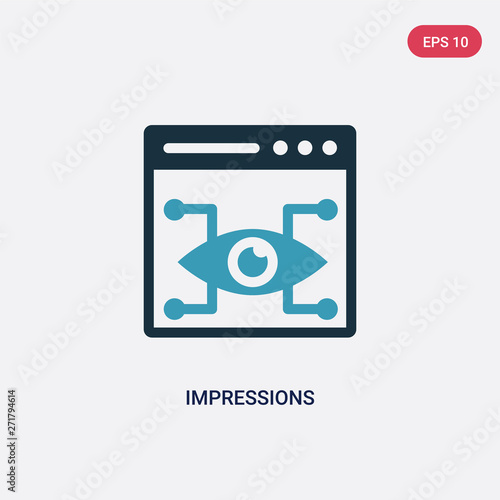 two color impressions vector icon from technology concept. isolated blue impressions vector sign symbol can be use for web, mobile and logo. eps 10