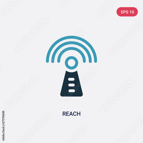 two color reach vector icon from technology concept. isolated blue reach vector sign symbol can be use for web, mobile and logo. eps 10