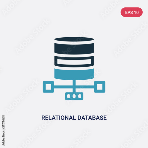 two color relational database management system vector icon from technology concept. isolated blue relational database management system vector sign symbol can be use for web, mobile and logo. eps