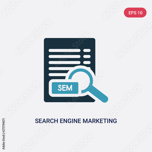 two color search engine marketing vector icon from technology concept. isolated blue search engine marketing vector sign symbol can be use for web, mobile and logo. eps 10