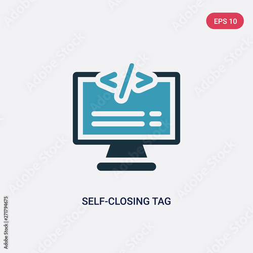 two color self-closing tag vector icon from technology concept. isolated blue self-closing tag vector sign symbol can be use for web, mobile and logo. eps 10