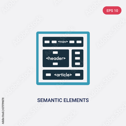 two color semantic elements vector icon from technology concept. isolated blue semantic elements vector sign symbol can be use for web, mobile and logo. eps 10