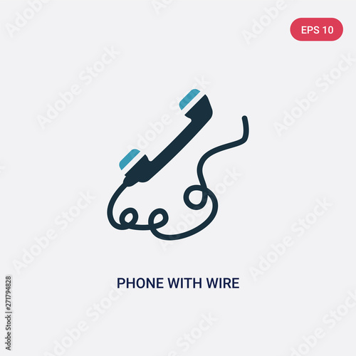 two color phone with wire vector icon from technology concept. isolated blue phone with wire vector sign symbol can be use for web, mobile and logo. eps 10