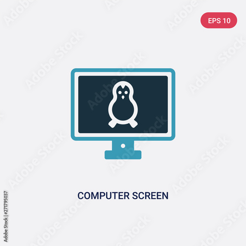 Canvas Print two color computer screen linux vector icon from technology concept