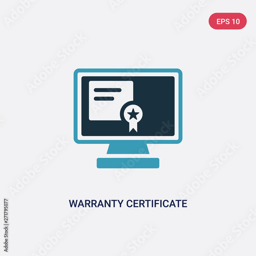 two color warranty certificate vector icon from technology concept. isolated blue warranty certificate vector sign symbol can be use for web, mobile and logo. eps 10
