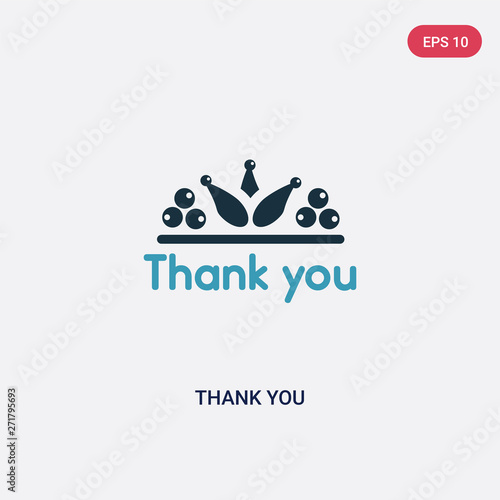 two color thank you vector icon from thanksgiving concept. isolated blue thank you vector sign symbol can be use for web  mobile and logo. eps 10