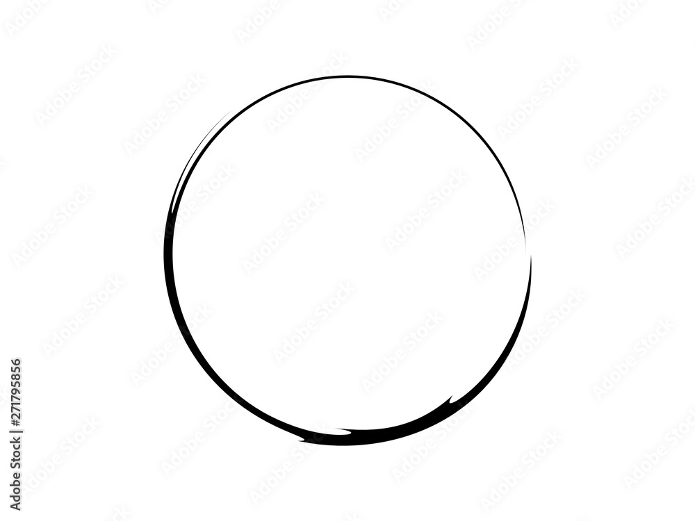 Grunge thin circle made for marking.Grunge oval frame.Black paint oval shape.