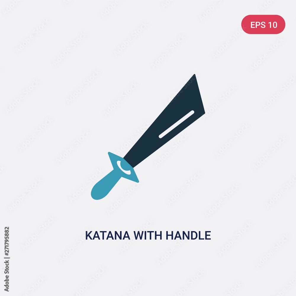 two color katana with handle vector icon from weapons concept. isolated blue katana with handle vector sign symbol can be use for web, mobile and logo. eps 10