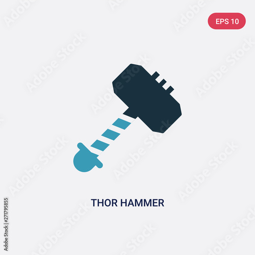 two color thor hammer vector icon from weapons concept. isolated blue thor hammer vector sign symbol can be use for web, mobile and logo. eps 10