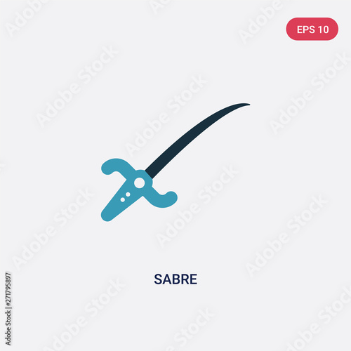 two color sabre vector icon from weapons concept. isolated blue sabre vector sign symbol can be use for web, mobile and logo. eps 10