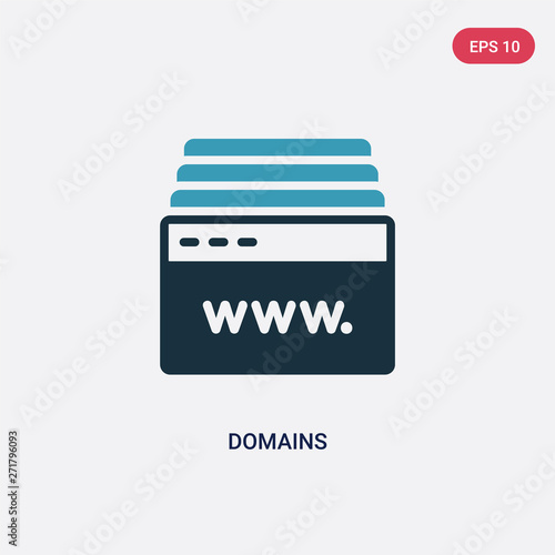 two color domains vector icon from web hosting concept. isolated blue domains vector sign symbol can be use for web, mobile and logo. eps 10