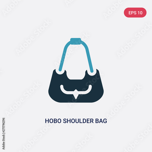 two color hobo shoulder bag vector icon from woman clothing concept. isolated blue hobo shoulder bag vector sign symbol can be use for web, mobile and logo. eps 10